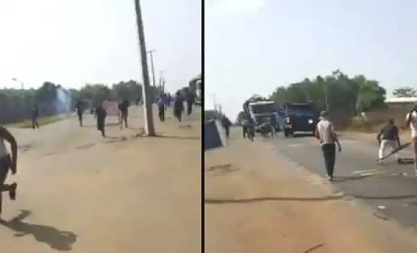 Shocking! Nigerian Police Officers Shoot at Unarmed Protesting LAUTECH Students (Watch Video)